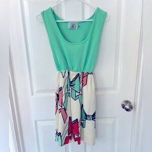 Judith March Mint Green Sleeveless mini dress w/ colored bows on bottom Size M